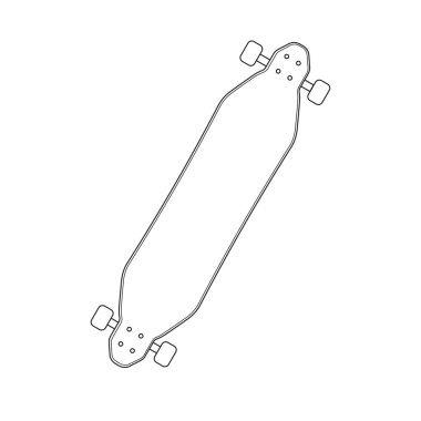 Vektör düz siyah anahat Longboard simgesi