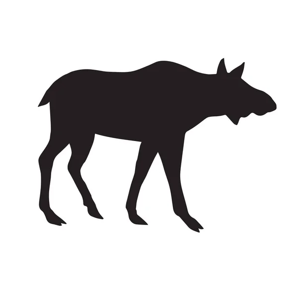 Vector black silhouette of female moose cow — Stock Vector