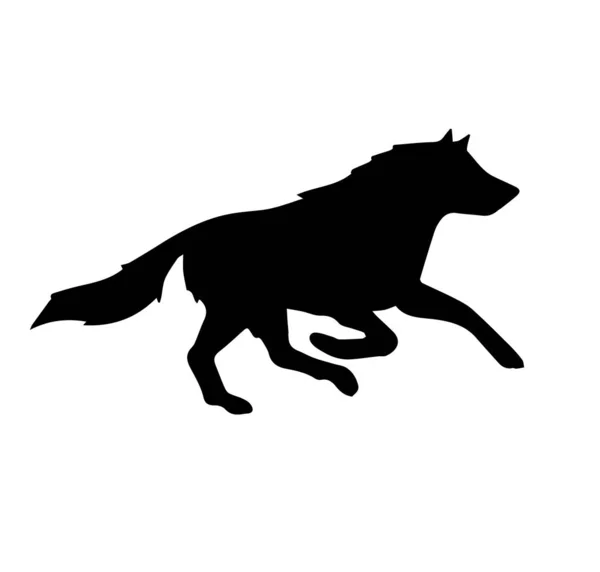 Векторний чорний силует вовка біжить — стоковий вектор