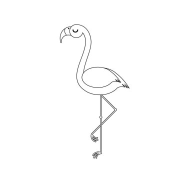 Vektör düz siyah çizgi çizilmiş Flamingo logosu simgesi