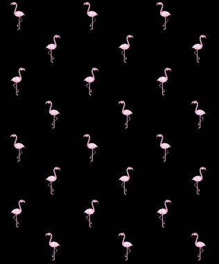 Siyah üzerinde pembe Glitter Flamingo Dikişsiz deseni