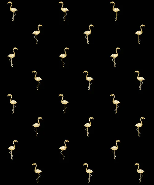 Nahtloses Muster der goldenen Flamingo-Silhouette — Stockvektor