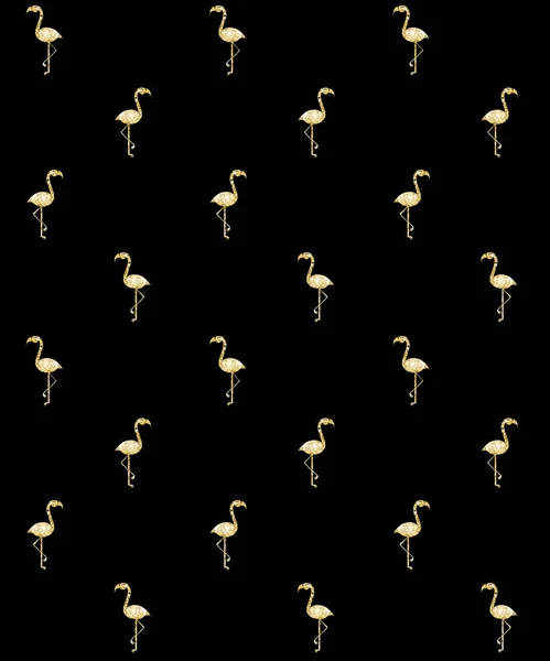 Seamless pattern of gold flamingo silhouette — Stock Vector