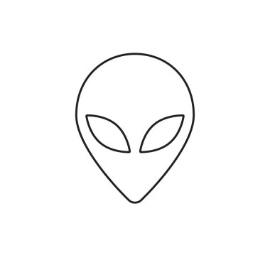 Vector düz siyah anahat yabancı yüz simge logo