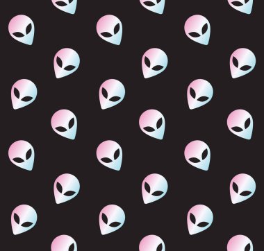 Holografik uzaylı yüzün vektör Dikişsiz deseni