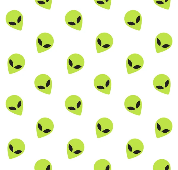 Vector seamless pattern of green alien face — Stock Vector