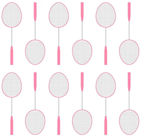 Padrão de vetor de raquete de badminton rosa plana —  Vetores de Stock