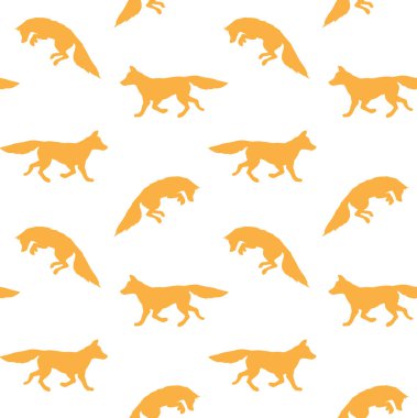 Düz kırmızı tilki siluetvektör dikişsiz desen