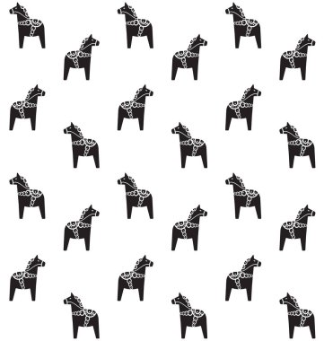 Siyah İsveç atı vektör dikişsiz desen