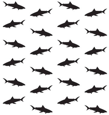 Köpekbalığı siluetvektör dikişsiz desen 