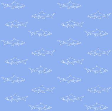 Mavi üzerine çizilmiş beyaz elin dikişsiz deseni