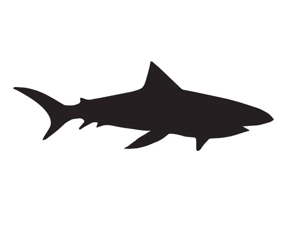 Vektor svart silhuett av simning haj — Stock vektor