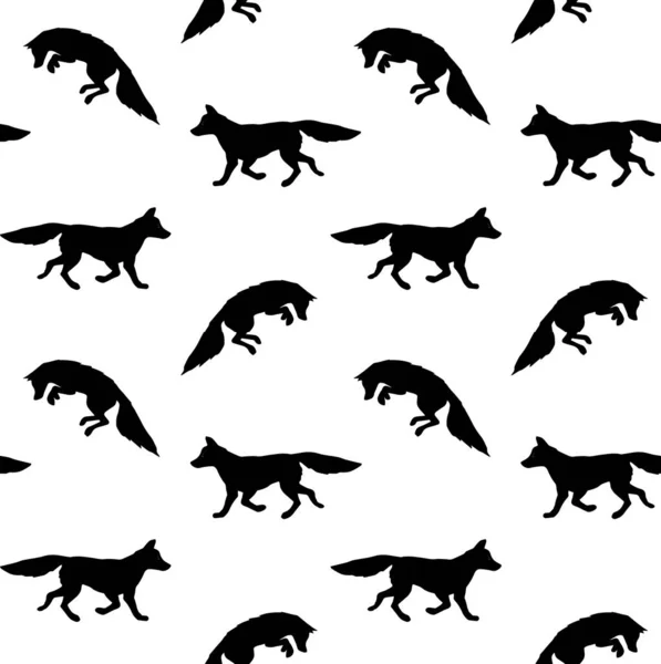 Vektor nahtloses Muster der schwarzen Fuchssilhouette — Stockvektor