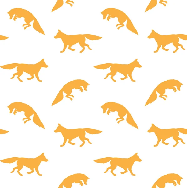 Vector naadloze patroon van platte Red Fox silhouet — Stockvector