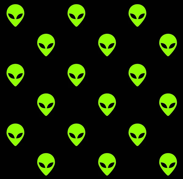 Vector seamless pattern of neon green alien face — Stock Vector