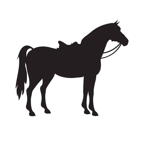 Silhouette vettoriale di cavallo con sella e briglia — Vettoriale Stock