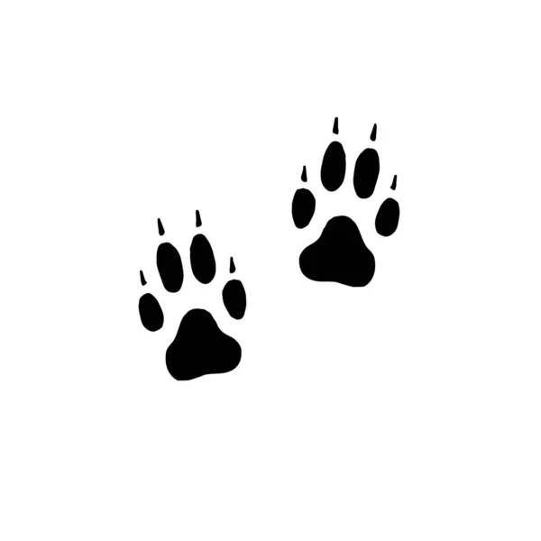 Vektor flache schwarze Fußabdrücke von Wolf- oder Hundeschritten — Stockvektor