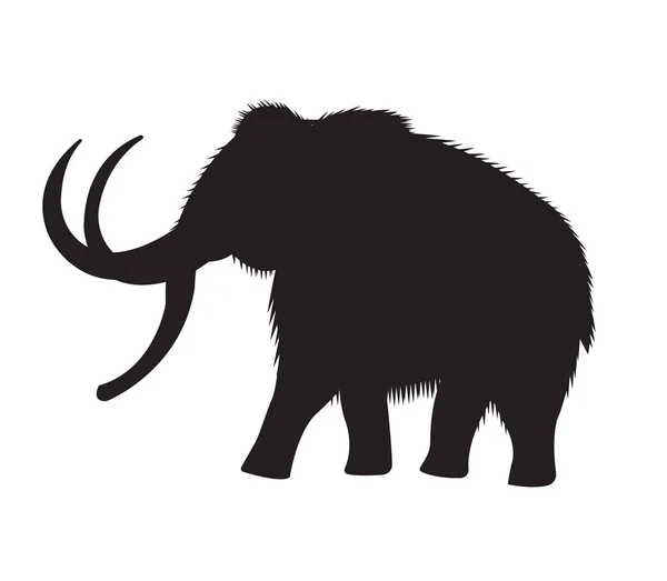 Vector black flat mammoth elephant silhouette — Stock Vector