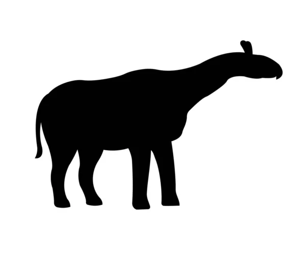 Vector black silhouette of indricotherium — Stock Vector