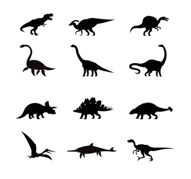 Vector black set collection of dinosaur silhouette clipart