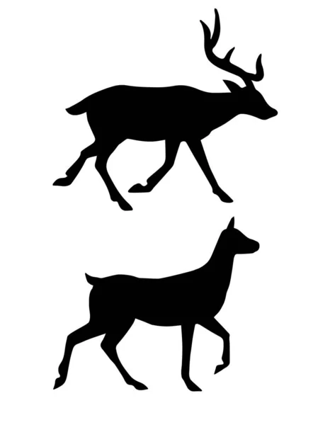 Vettoriale sagoma nera piatta di cervo — Vettoriale Stock