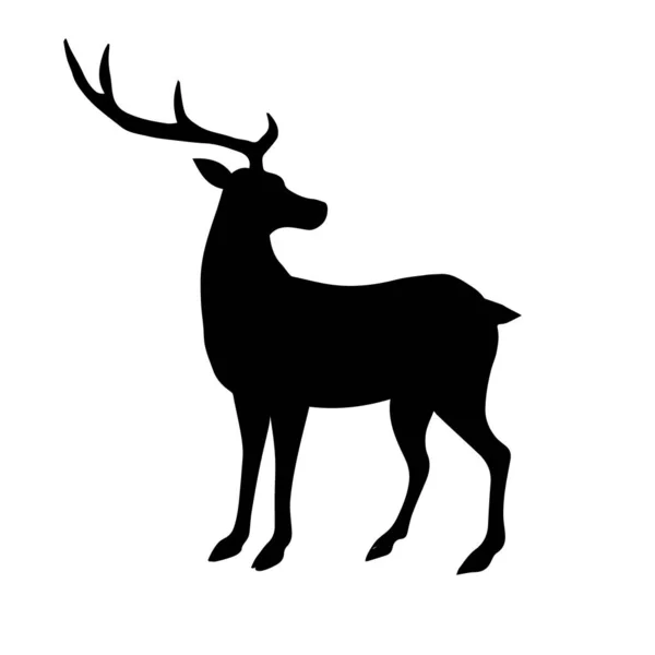 森林鹿的矢量黑色剪影 — 图库矢量图片