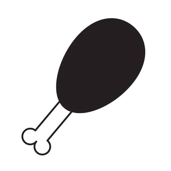 Vector platte zwarte kip been pictogram — Stockvector