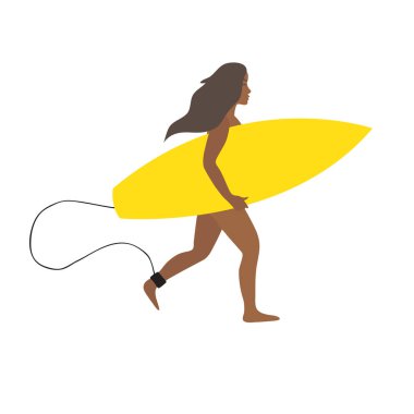 Surfboad çalışan vektör düz surfergirl