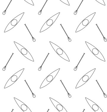 Kano tekne ve kürek vektör dikişsiz desen