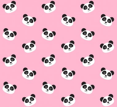 Pembe kawaii panda Vektör dikişsiz desen