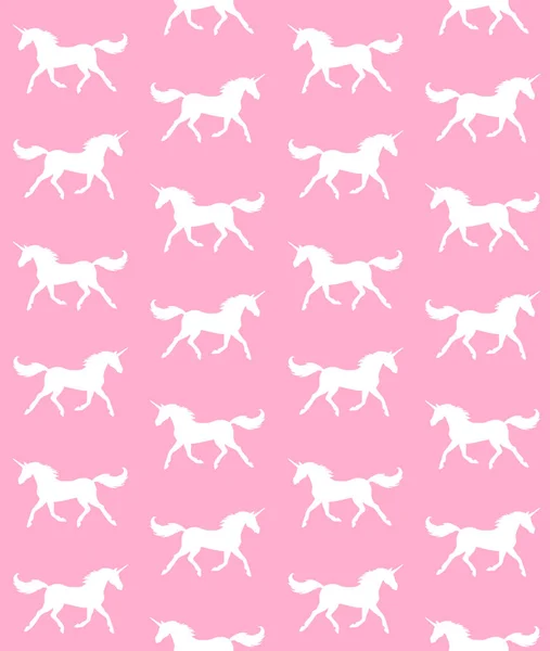 Modèle sans couture vectoriel de licorne blanche sur rose — Image vectorielle