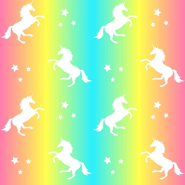 Patrón sin costura vectorial de unicornio en el arco iris — Archivo Imágenes Vectoriales