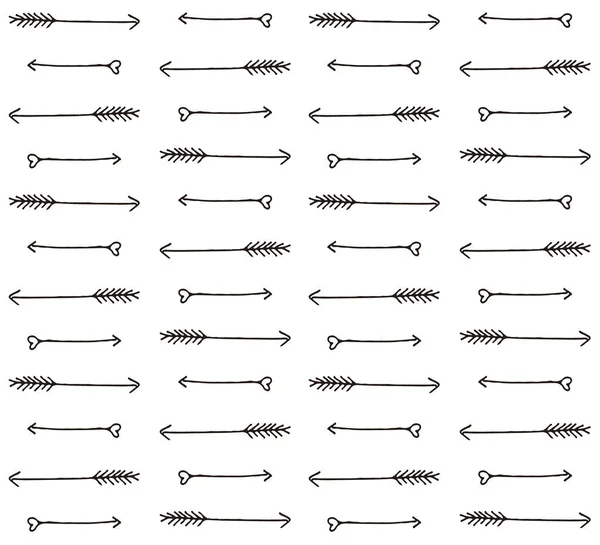 Vector naadloze patroon van zwarte hand getekende pijlen — Stockvector