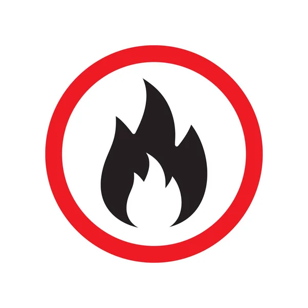 Vektor flach schwarz kein Feuer-Symbol im roten Kreis — Stockvektor