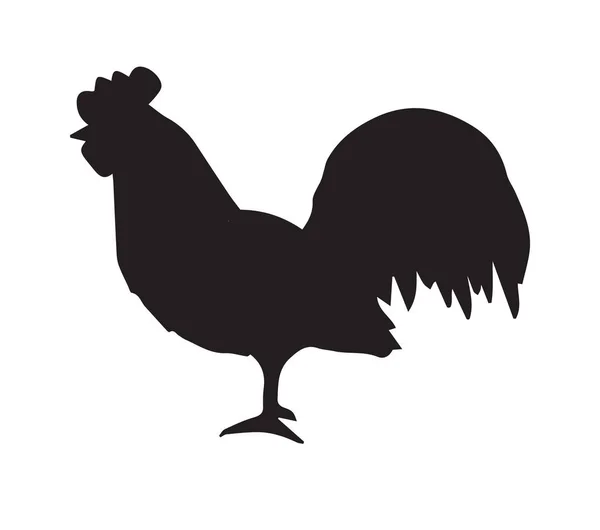 Silhouette de coq noir plat vectoriel — Image vectorielle