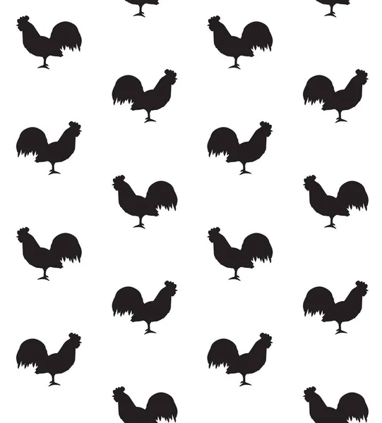 Vector seamless pattern of rooster silhouette — Stock Vector