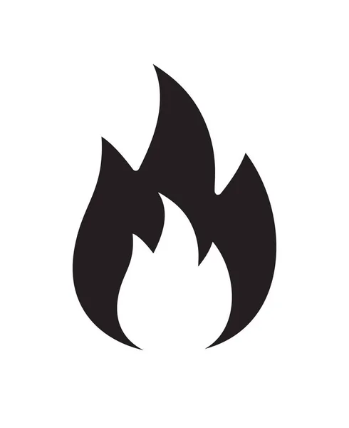 Vector Flaches Schwarzes Feuersymbol Isoliert Auf Weißem Hintergrund — Stockvektor