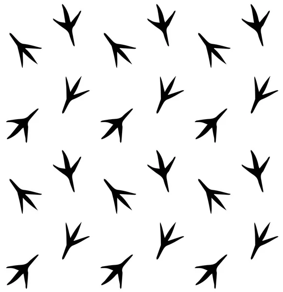 Vektor Hladký Vzor Ptačí Stopy Kroky Izolované Bílém Pozadí — Stockový vektor