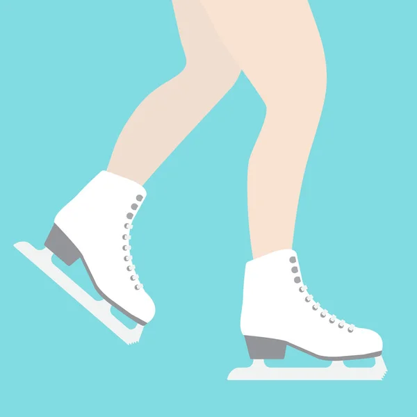 Patas Niña Dibujos Animados Planos Vectoriales Patines Hielo Blancos Aislados — Vector de stock