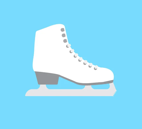 蓝色背景下孤立的矢量平面卡通经典白色冰鞋 — 图库矢量图片