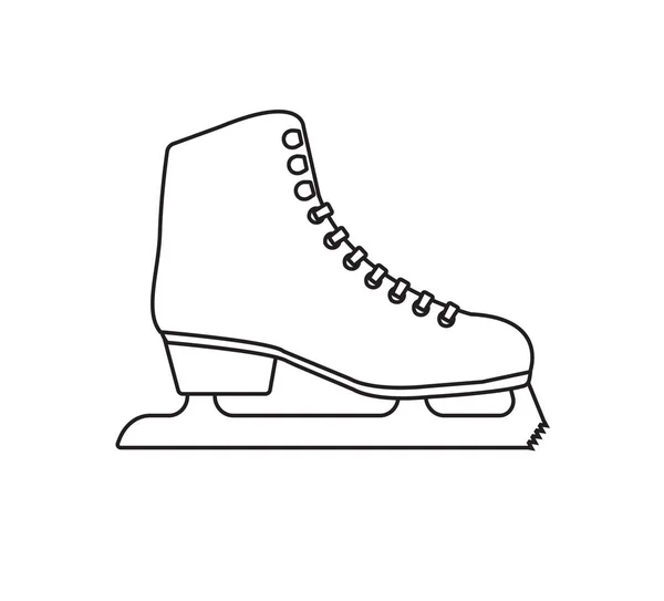 Vector Flat Black Outline Classic Ice Skate Isolated White Background — Stock Vector