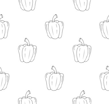 Beyaz arkaplanda izole edilmiş el çiziminin vektörsüz deseni çan biberi