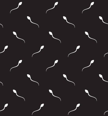 Siyah arkaplanda izole edilmiş beyaz spermli spermin vektörsüz deseni