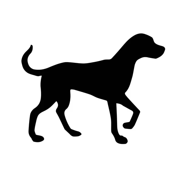 Векторный Чёрный Далматинский Собачий Силуэт Стоит Изолированно Белом Фоне — стоковый вектор