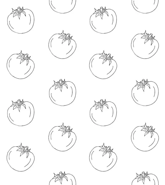 Modello Senza Cuciture Vettoriale Pomodoro Disegnato Mano Isolato Sfondo Bianco — Vettoriale Stock