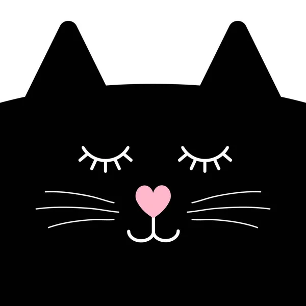 Векторное Плоское Лицо Черной Кошки Изолировано Белом Фоне — стоковый вектор