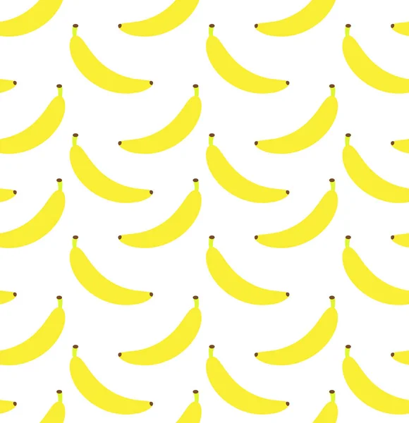 Векторный Бесшовный Рисунок Плоского Мультфильма Желтый Банан Изолирован Белом Фоне — стоковый вектор
