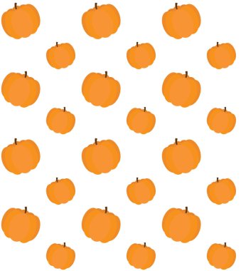 Düz çizgi film turuncu balkabağı beyaz arkaplanda izole edilmiş vektörsüz desen