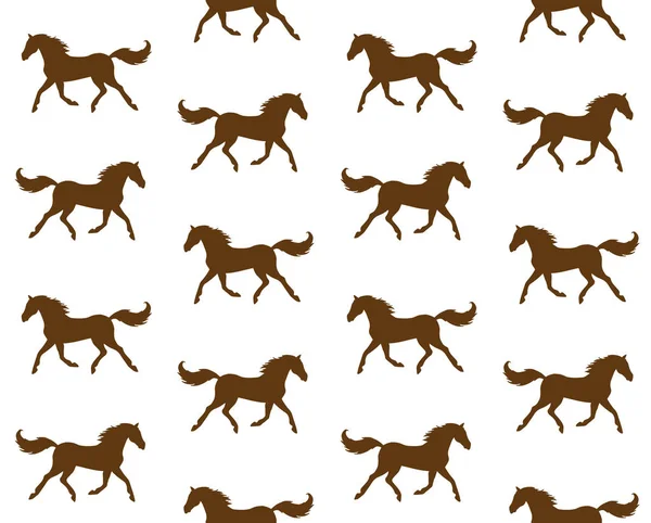 Modèle Sans Couture Vectoriel Silhouette Cheval Brun Isolé Sur Fond — Image vectorielle