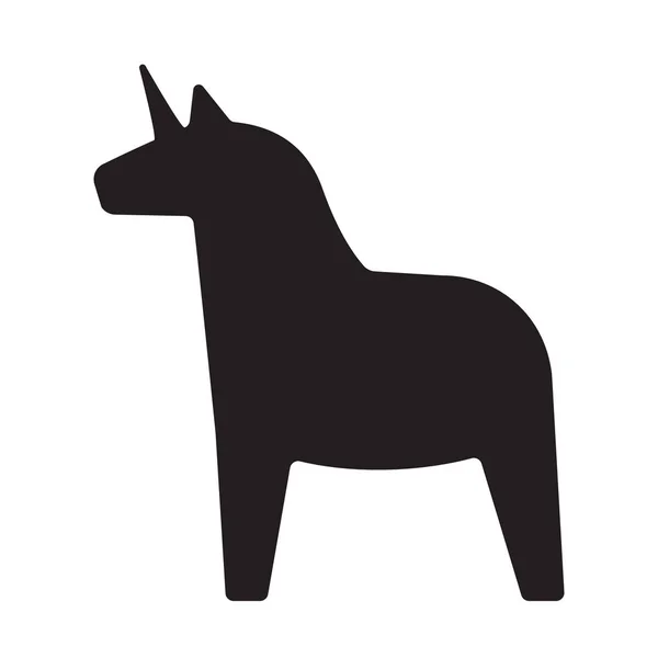 Vector plat zwart Zweeds eenhoorn paard silhouet — Stockvector